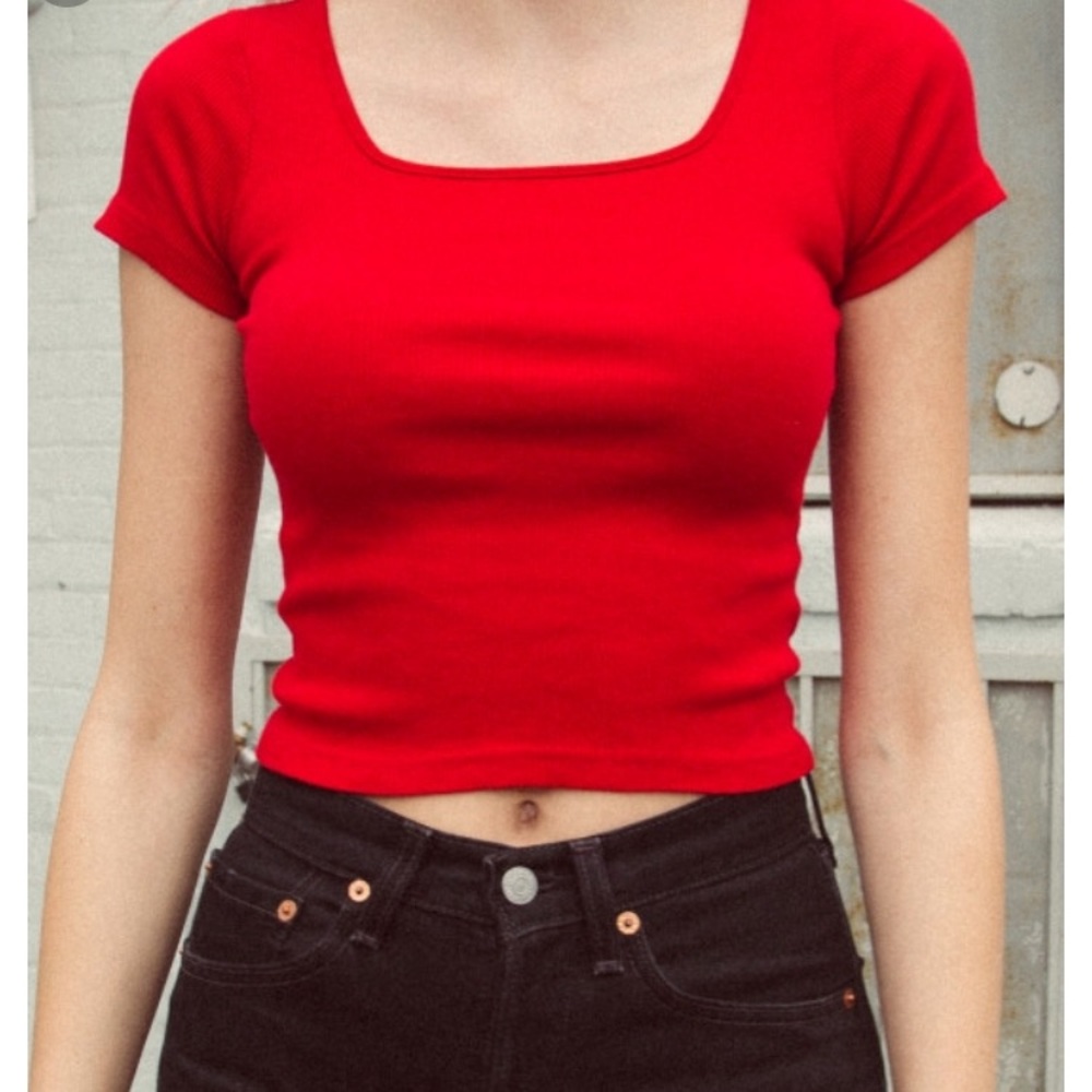 Brandy Melville red ribbed crop top